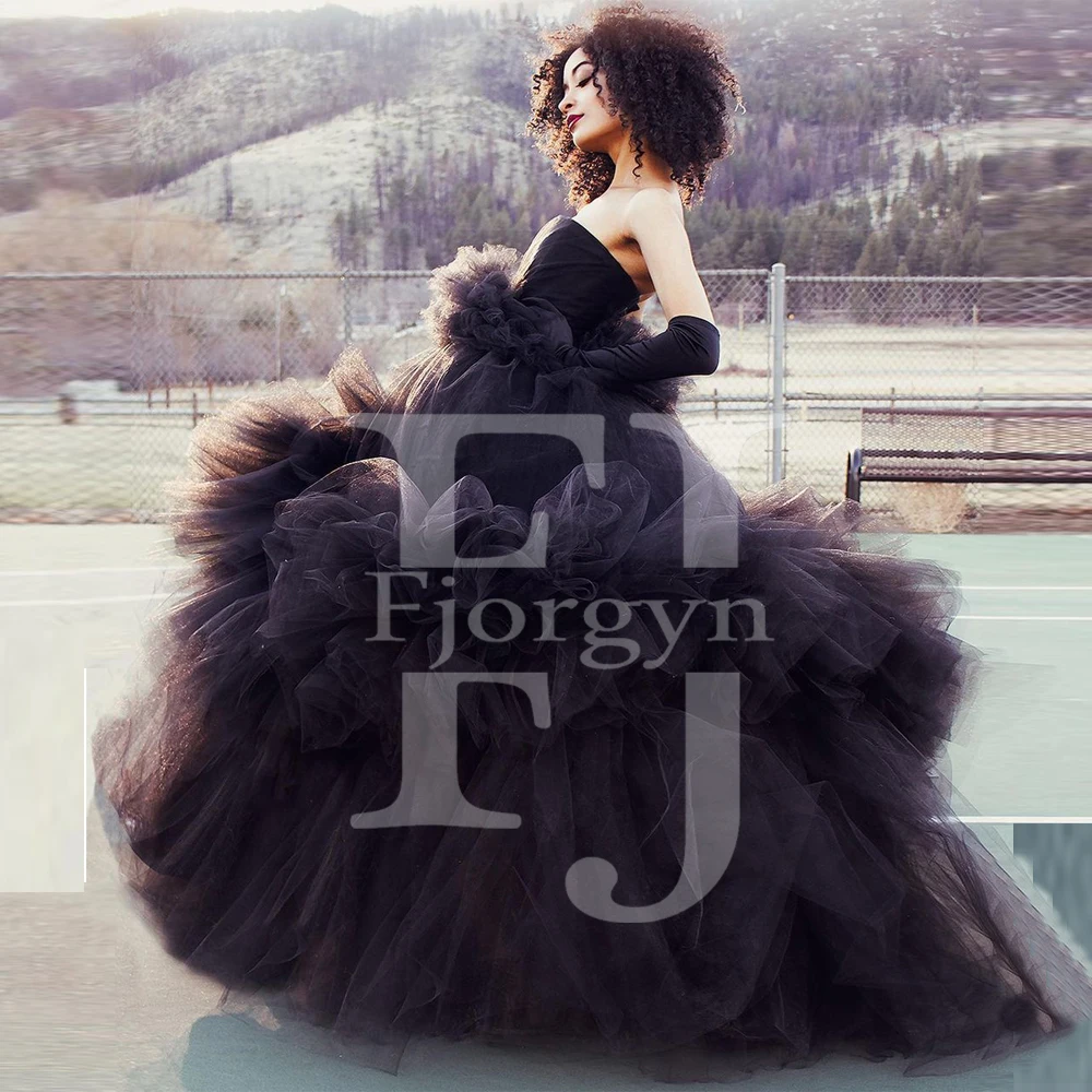 

Fashion Strapless Ball Gown Wedding Party Dress 2021 Custom Made Puffy Tulle Evening Gowns Women Formal Dress Evening Gown