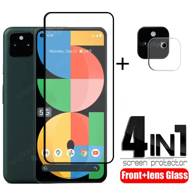 

4-in-1 For Google Pixel 5a Glass For Google Pixel 5a Tempered Glass Full Glue HD Screen Protector For Google Pixel 5a Lens Glass