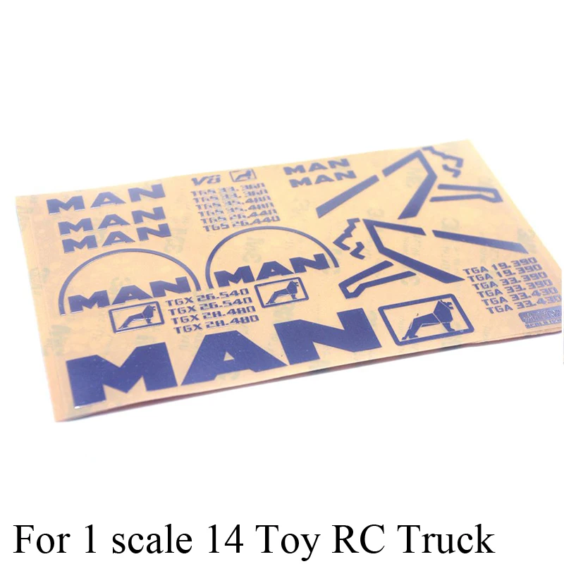 Pegatina de Metal decorativa para coche Tamiya RC 1/14, volquete de remolque, Scania MAN, Benz, Actros, Volvo, piezas de bricolaje-0