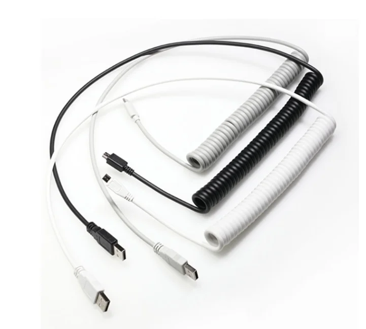 Спиральный Кабель Micro Mini USB Type c механическая клавиатура черный белый серый
