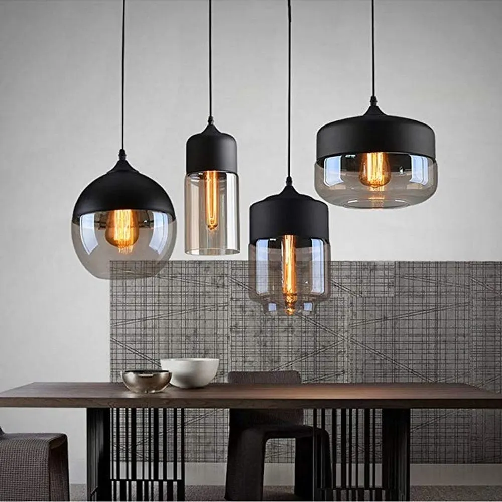 

Nordic Retro Glass Chandelier Simple Restaurant Edison Glass Personality Creative Aisle Industrial Goldfish Chandelier
