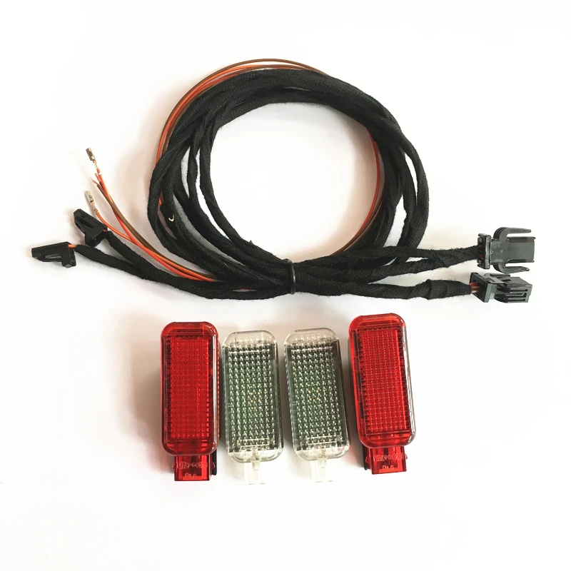 

Автомобильный красный сигнальный светильник двери + светодиодный светильник для ног, жгут проводов для A3 S3 A4 B8 S4 A5 A6 C7 S6 A7 A8 S8 Q3 Q5 Q7 8KD 947411