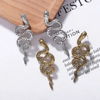 statement new stylish stud earrings personality exaggerated gold crystal alloy snake earrings outlets jewelry animal earrings