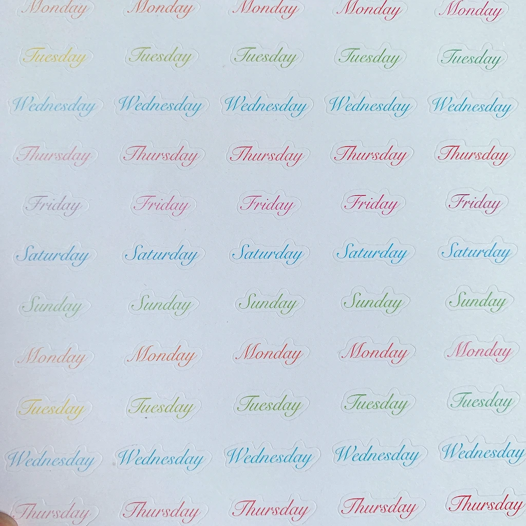 Pegatina de planificador semanal, pegatina de Planificador de papel, calendario y m&aacute;s, opciones de Color y papel disponibles-1