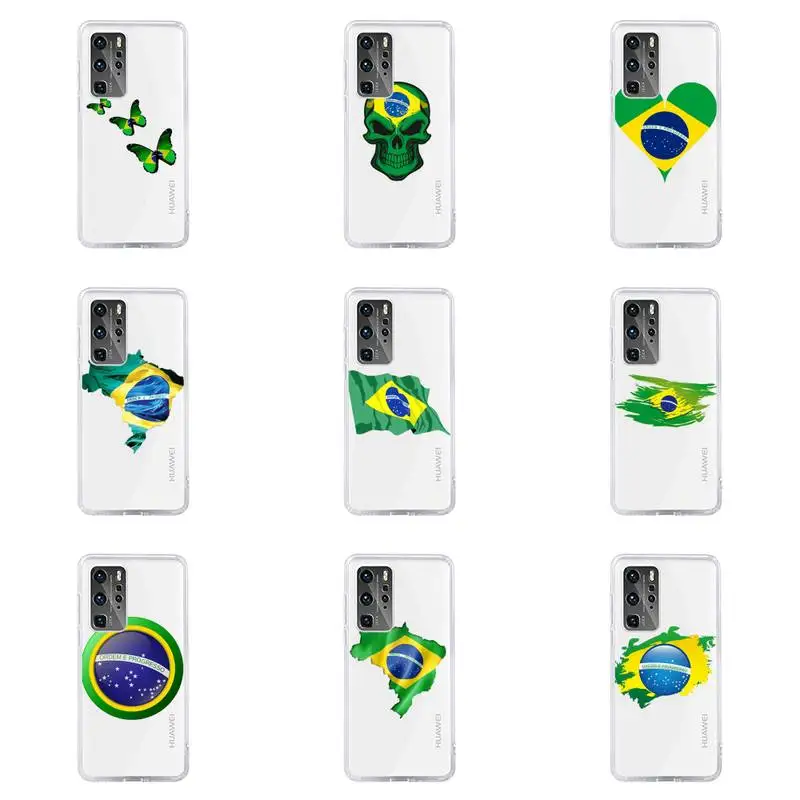 

Brazilian flag Phone Case For Huawei P40 P30 P20 Mate Honor 10i 30 20 i 10 40 8x 9x Pro Lite Transparent Cover