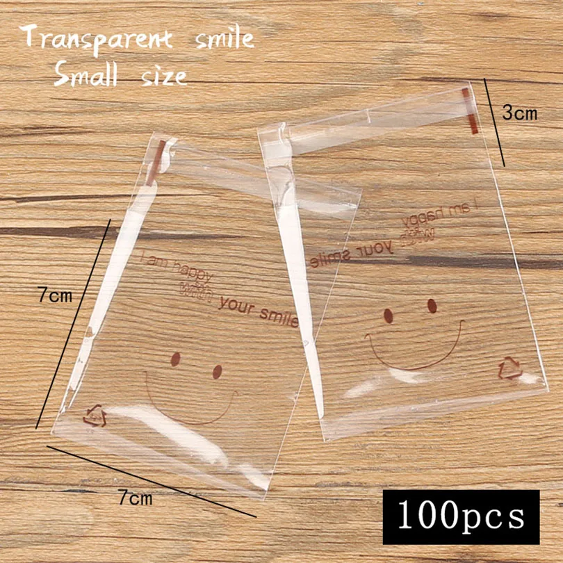 50 шт./лот самоклеющийся пластиковый пакет с рисунком счастливый маленькими