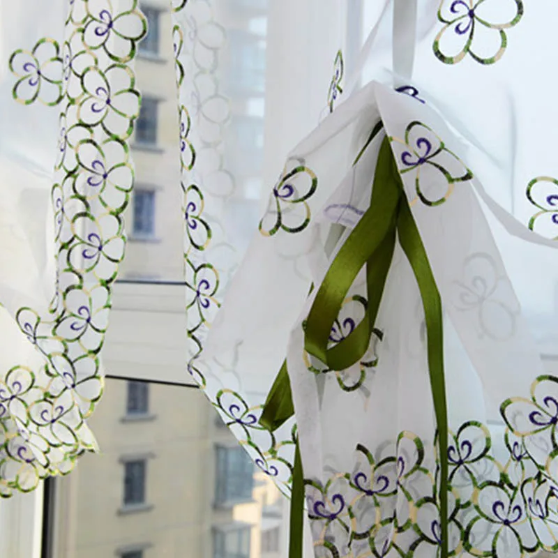 Римские занавески с цветами сливы для балкона гостиной из прозрачной марли