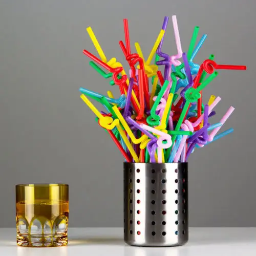 

2020 New Hot Fashion 100pcs Stripes Straws Extra Long Flexible Drinking Bendy Home Colorful Party Bar Supplies