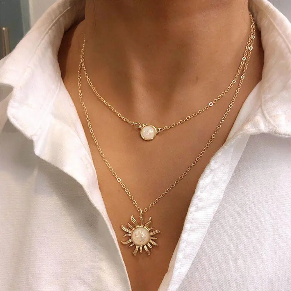 

Necklaces Jewelry Necklaces For Women Chain Multilayer Sunflower Necklace Fashion Opal Clavicle Chain
