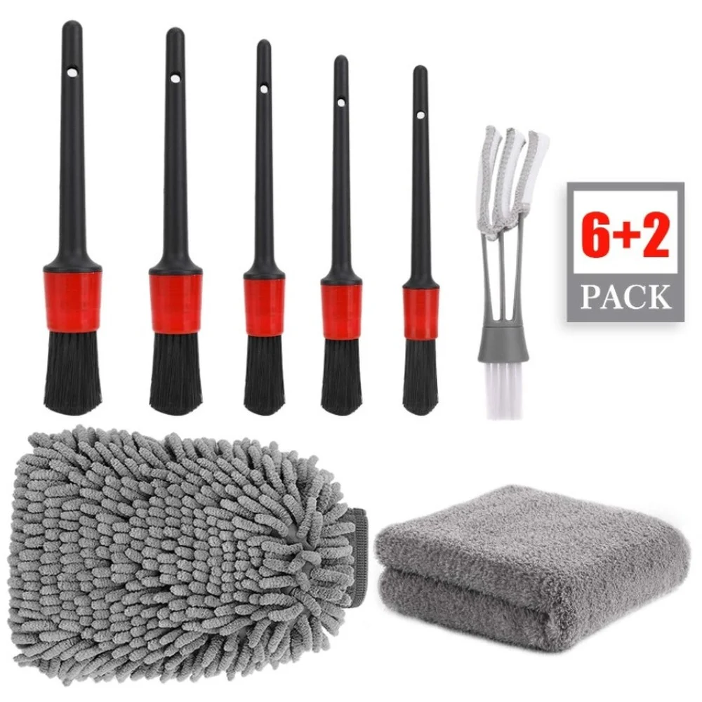 

8pcs/set Car Beauty Interior Detailing Cleaning Details Brush Car Wash Gloves Automobile Washing Towel Microfiber Tools Products