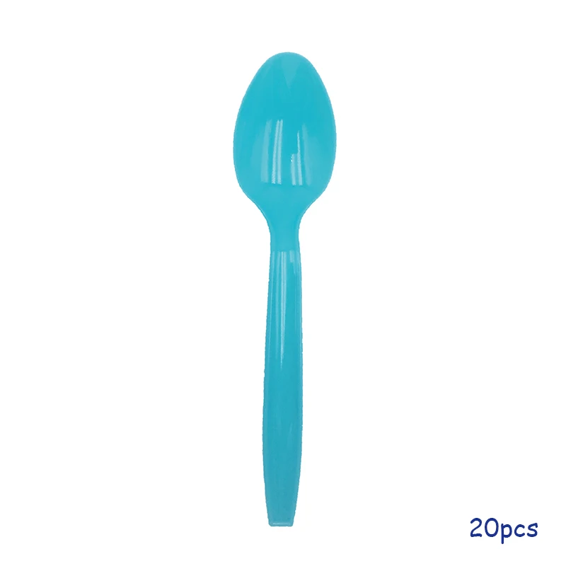 spoon 20pcs Стикеры морской тематики вечерние столовые приборы детский день рождения бумажные стаканчики бумажные тарелки салфетки шляпа одноразовые столовые приборы вечерние принадлежности - Цвет: spoon 20pcs