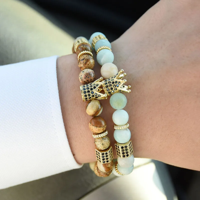 Винтажный Браслет KSRA из натурального камня для женщин и мужчин модные медные