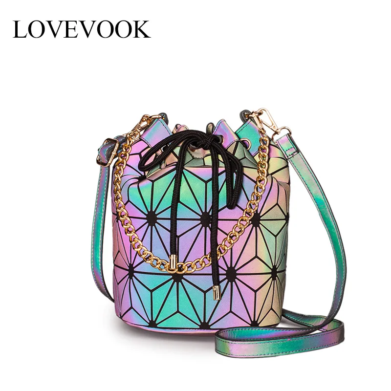 LOVEVOOK, женские сумки через плечо, сумки через плечо для дам,, Складная Большая Сумка-мешок, Геометрическая Сумка, голографическая сумка