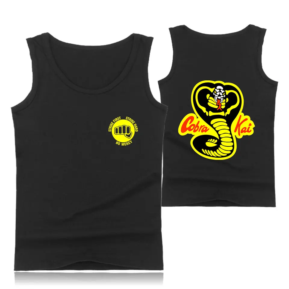 

Cobra Kai Karate Cotton Tank Tops Oversize Summer Vest Casual Fitness Tank Tops Men bodybuilding Sleeveless Black Shirt 4XL