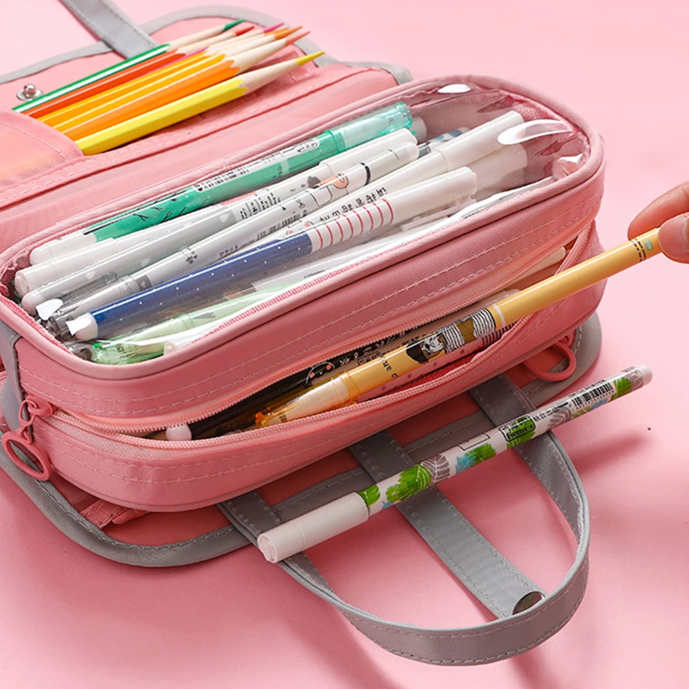 Большой Ёмкость молния карандаш сумка высокого качества Оксфорд Ткань Карандаш