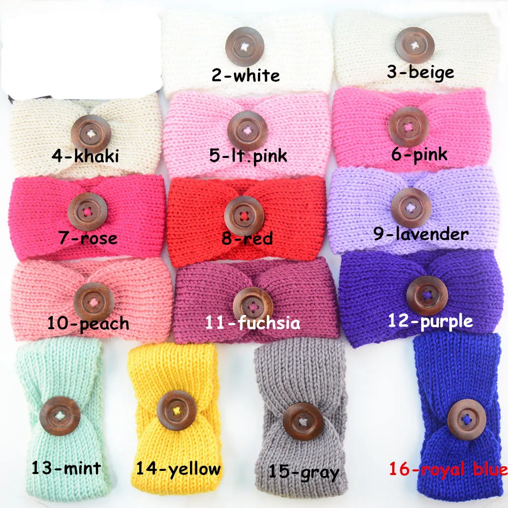 16 шт./лот однотонная вязаная крючком шерстяная пряжа головная повязка с