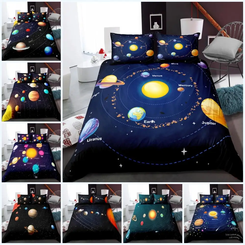 Комплект постельного белья Планеты Вселенной покрывало с принтом в виде