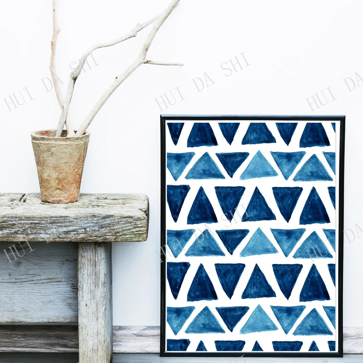 

Watercolor Painting, Triangle Print, Scandinavian Art, Blue Wall Decor, Abstract Art Print, Giclee print, Modern Wall Art