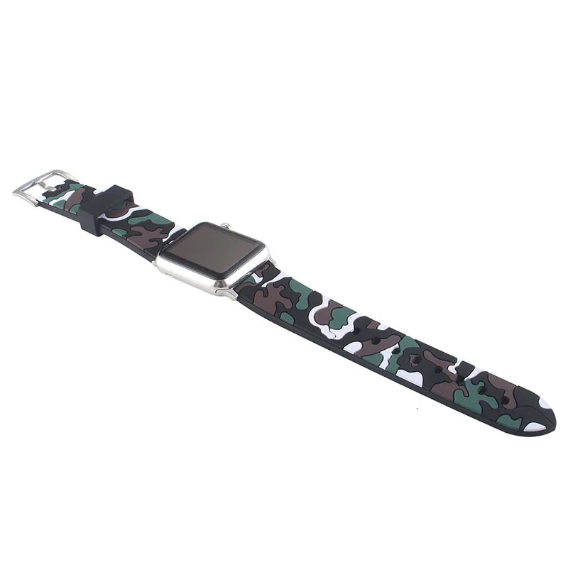Силиконовый спортивный ремешок fohuas Camo 38 мм для Apple Watch, аксессуары для наручных часов, сменный Браслет 42 мм, серия 1, серия 2