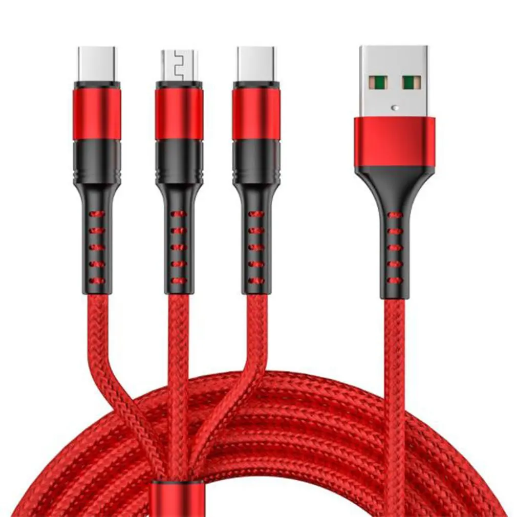 

40W Durable Braid One For Three Data Cables Super Fast Charging And Flash Charging Three In One Data Cables