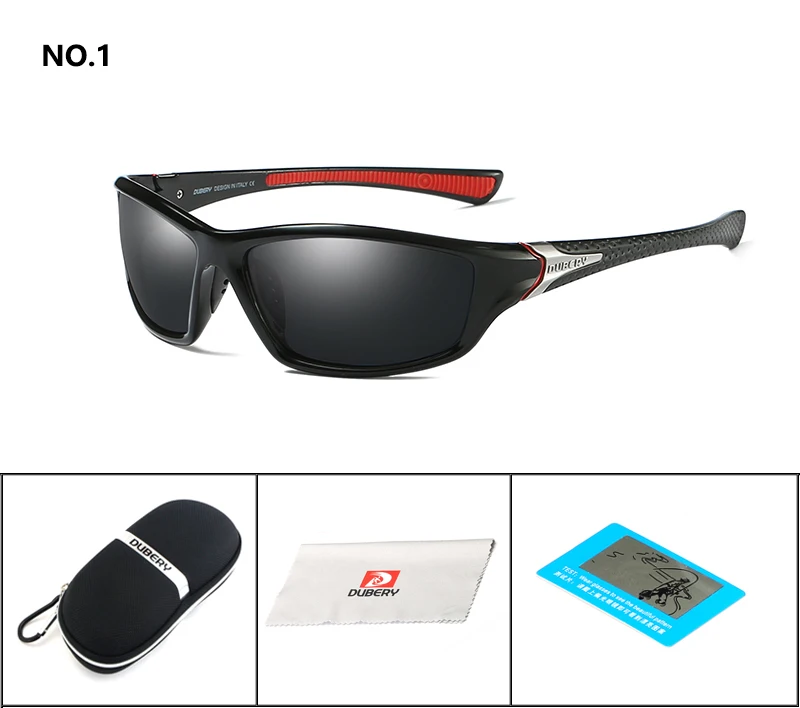 DUBERY Polarized Sunglasses For Men Retro Male Sun Glasses Mirror Mens Night Vision Goggles Shades Brand Designer Oculos - Цвет линз: D1withbox