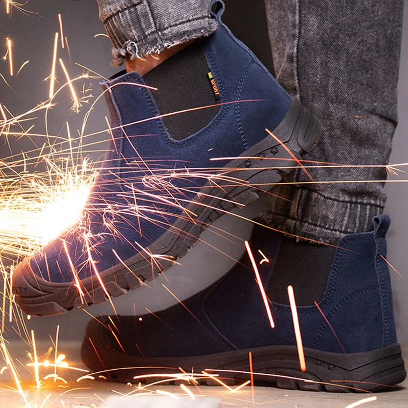 

2021 New Men Boots Safety Shoes Work Men Welder Shoes Lightweight Chelsea Boots Men Work Shoes Indestructible Industrial Shoes