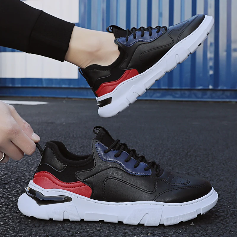 

Men's Fashion Sneakers Breathable Lace-up Comfortable Leisure Shoes Rubber Damping Hard-Wearing Non-slip Running Shoes