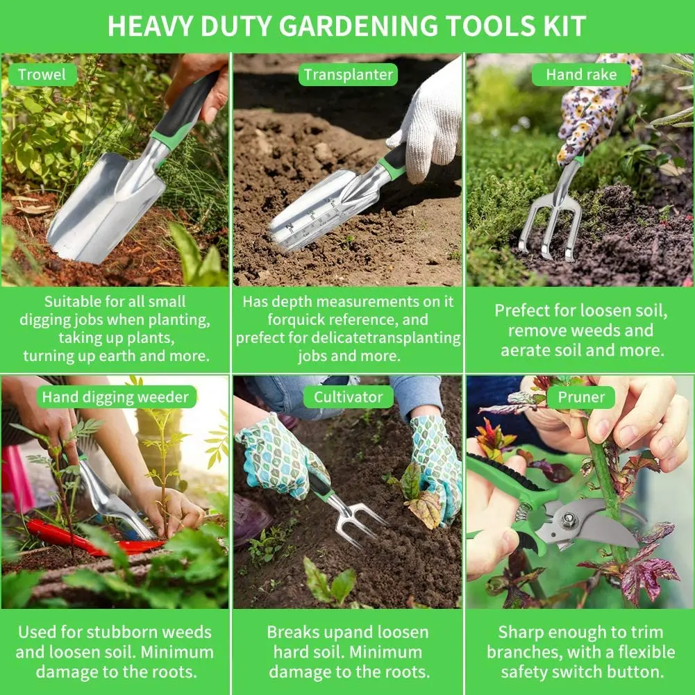Набор садовых инструментов из 13 предметов набор ручных алюминия с садовыми