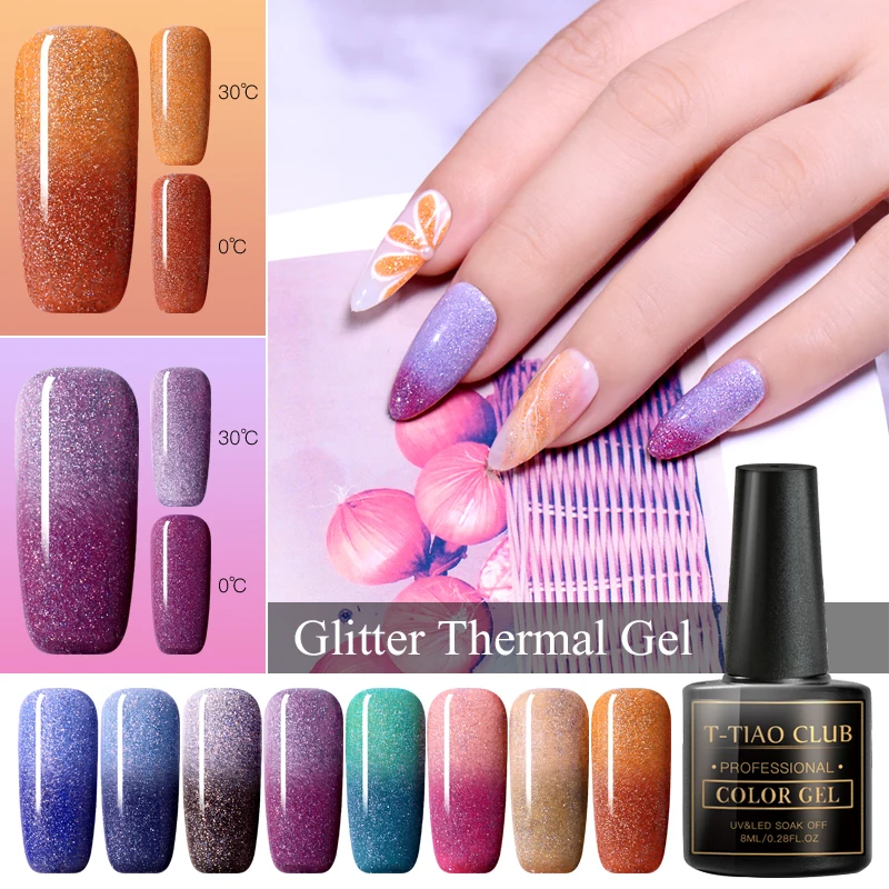 Радужный термальный 2/3 слойный меняющий Цвет гель для ногтей фотоблестящий
