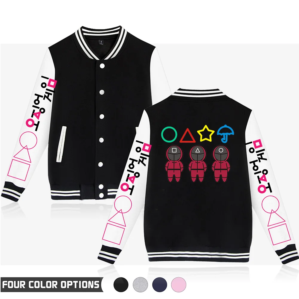 

Новая модная бейсбольная куртка для игры кальмар, мужские и женские топы унисекс, популярная Осенняя уличная одежда для мальчиков и девочек...