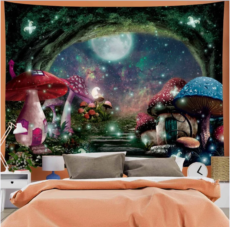 

Psychedelic Mushroom Tapestry Fantasy Plant Wall Tapestry Galaxy Space Tapestry Starry Sky Tapestry Wall Mount Tapestry