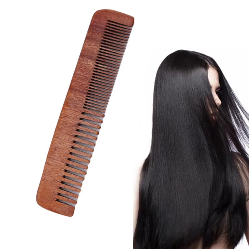 

Sandalwood 2 In 1 Men Hair Comb Wide Coarse Fine Toothed Combination Portable Vintage Head Hairdressing Styling Tool