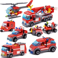 new city fire fighting truck car vehicle police building block toys assemble diy children toys christmas gifts