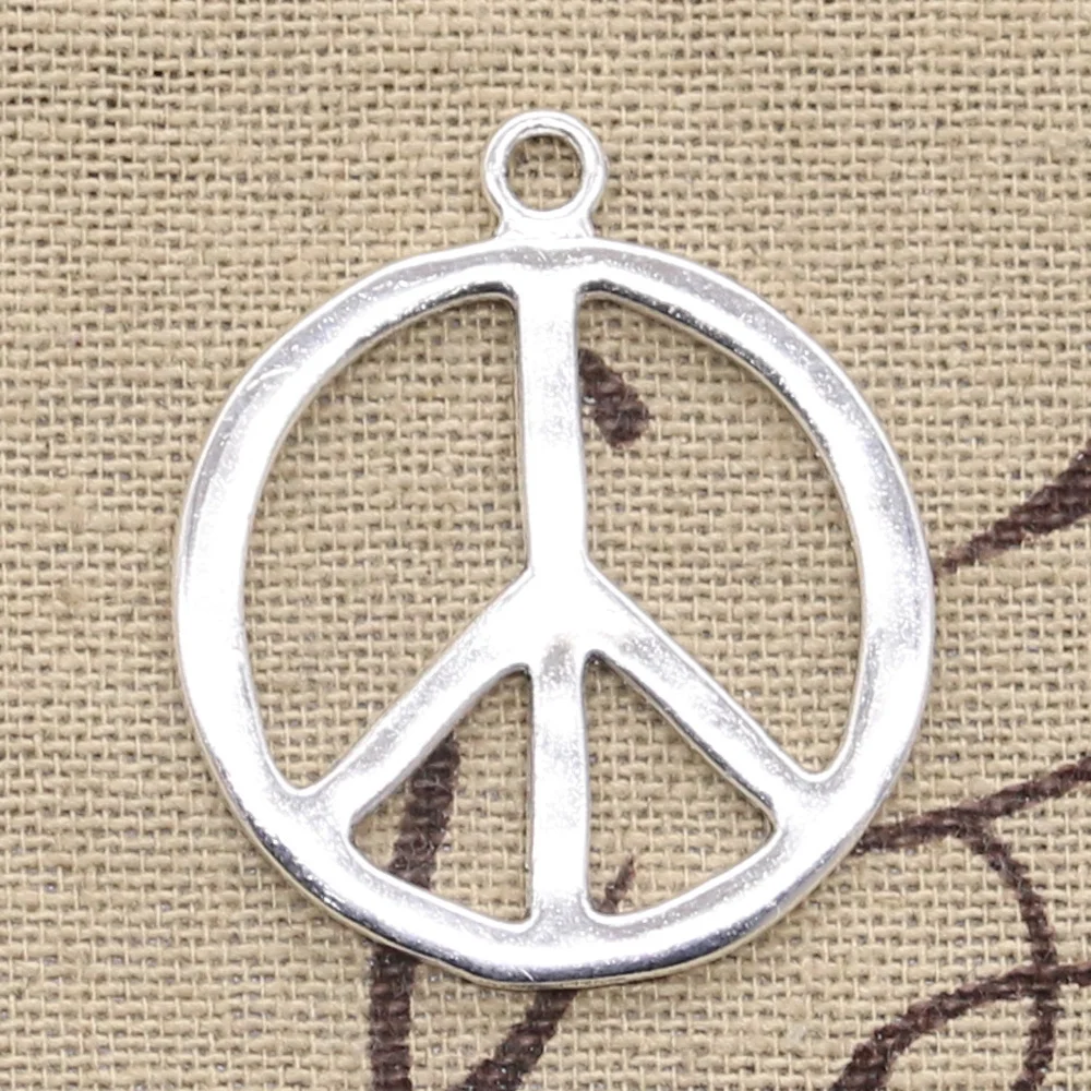 6 шт. Подвески знак мира 34x30 мм античный бронзовый, серебристый цвет покрытием Подвески Ювелирных изделий DIY ручной тибетская бронзовая поиск ювелирные изделия