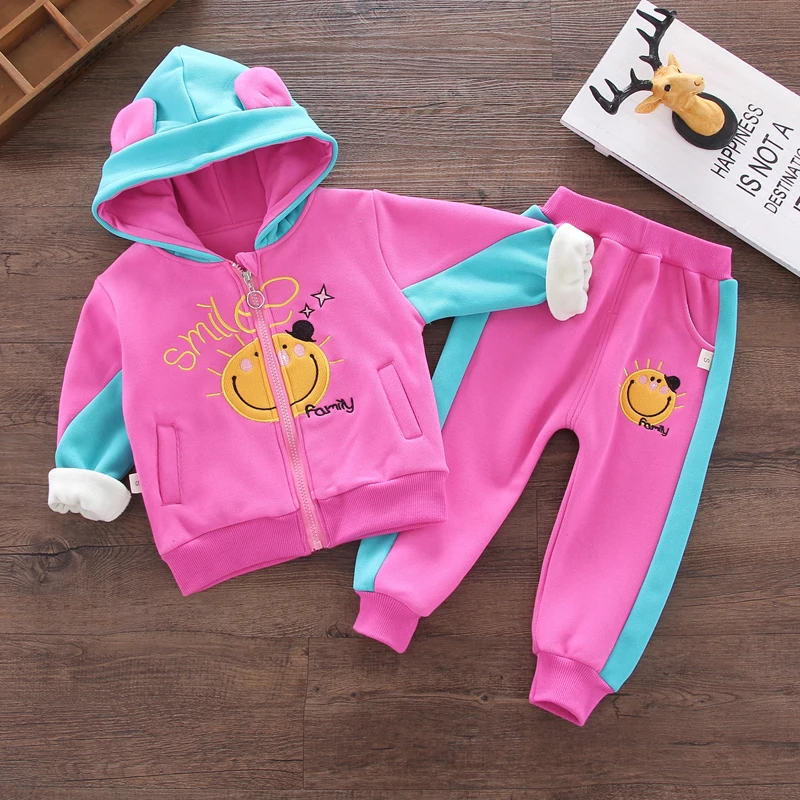 Детские зимние штаны Костюмы комплект симпатичный для новорожденной девочки