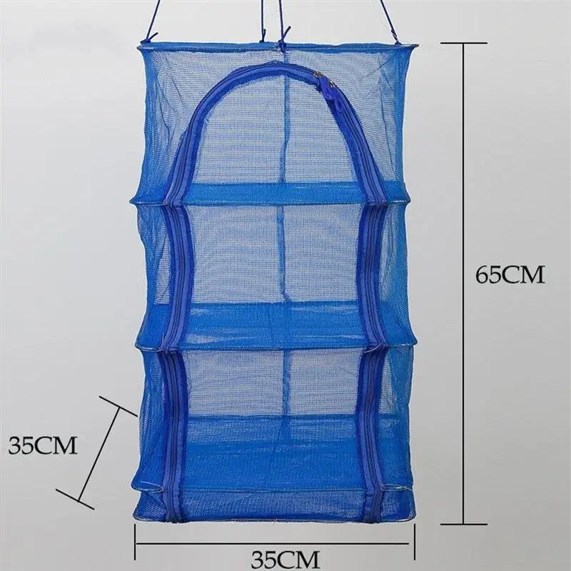 

1Pc Folding Drying Net Fish Vegetable Drying Fish Clothes Basket Dryer (Blue)