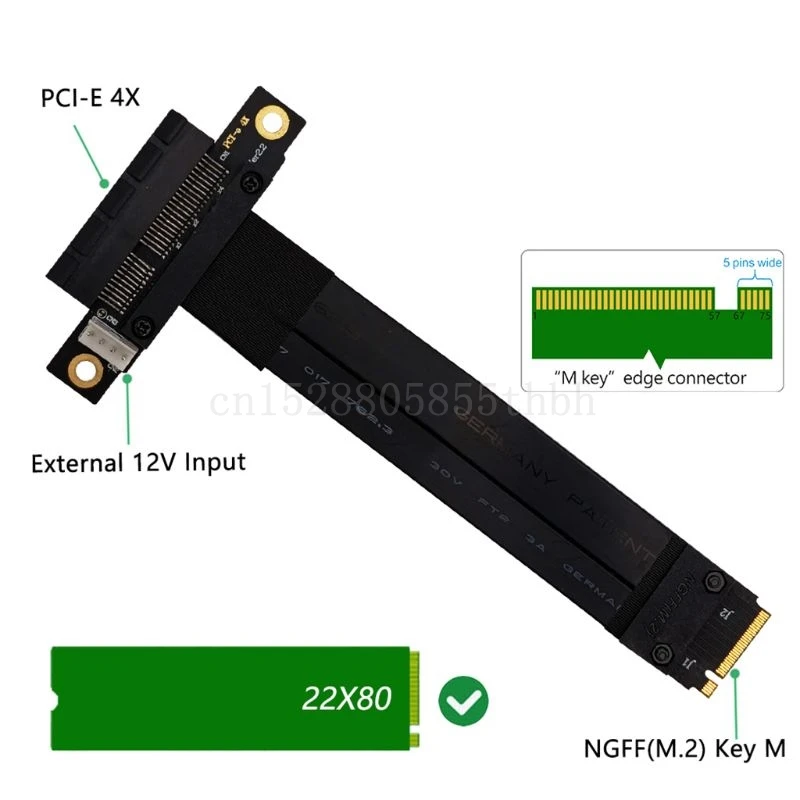 

Райзер PCIe x4 3,0 PCI-E 4x к M.2 NVMe M Key 2280 карта Райзера кабель Gen3.0 M2 Key-M PCI-Express Удлинительный шнур 32G/bps