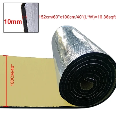 10mmx152cmx100cm X AUTOHAUX 5 мм/10 мм Толстая алюминиевая фольга хлопок автомобильный глушитель Теплоизоляционный звукоизолирующий коврик дорожный шумоподавитель согревающий коврик - Название цвета: 10mmx152cmx100cm