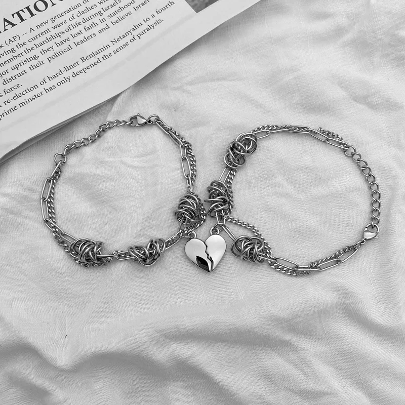 

парные кулоны Hip Hop Couple Necklace Heart Pendant Lover Titanium Steel Necklaces Double Accessories Valentine's Day бижутерия