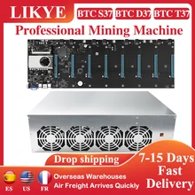 BTC S37 D37 T37 Mining Chassis Combo 8 GPU Bitcoin Crypto Ethereum Low Power Motherboard with 4 Fan 8GB RAM mSATA SSD Miner Case