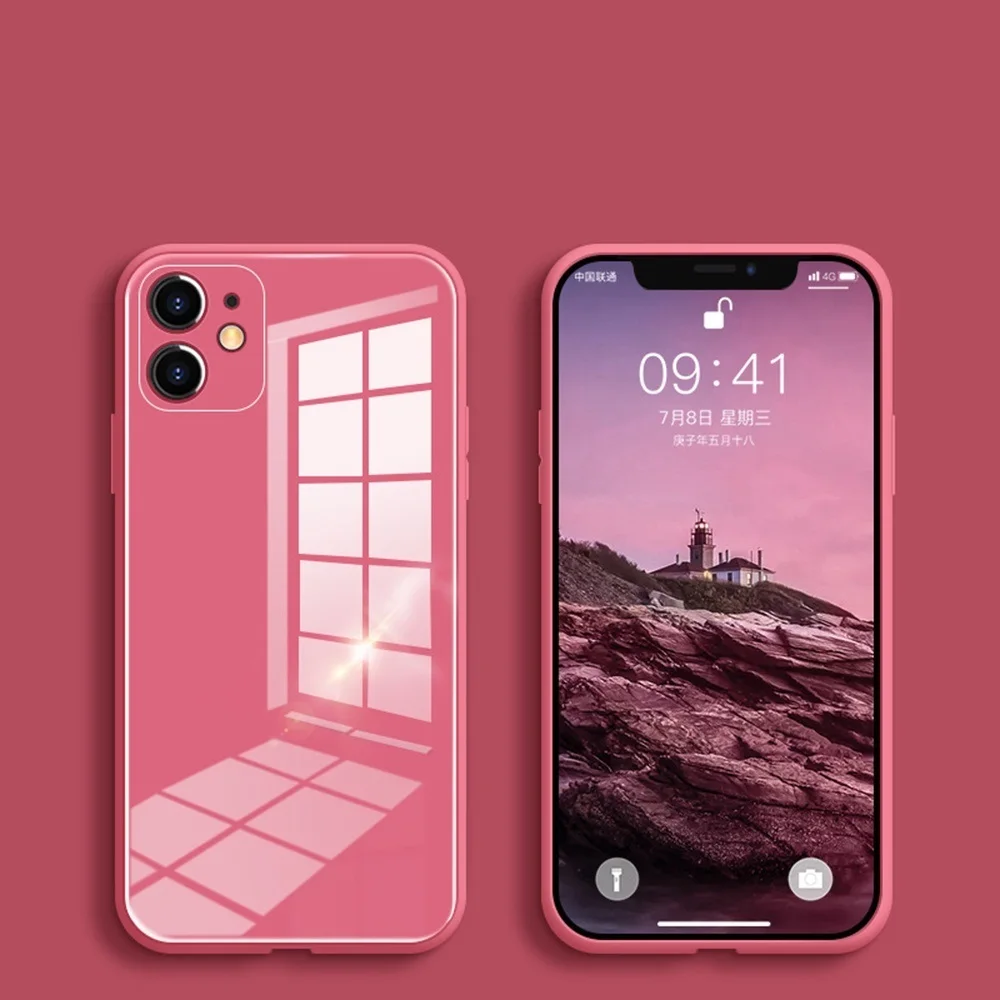 

For iPhone7 plus iPhone8plus iPhone7 i8 case phone i6 6s se2020 iPhone7 i8 iPhone12 iPhone12pro glass casing simple couple