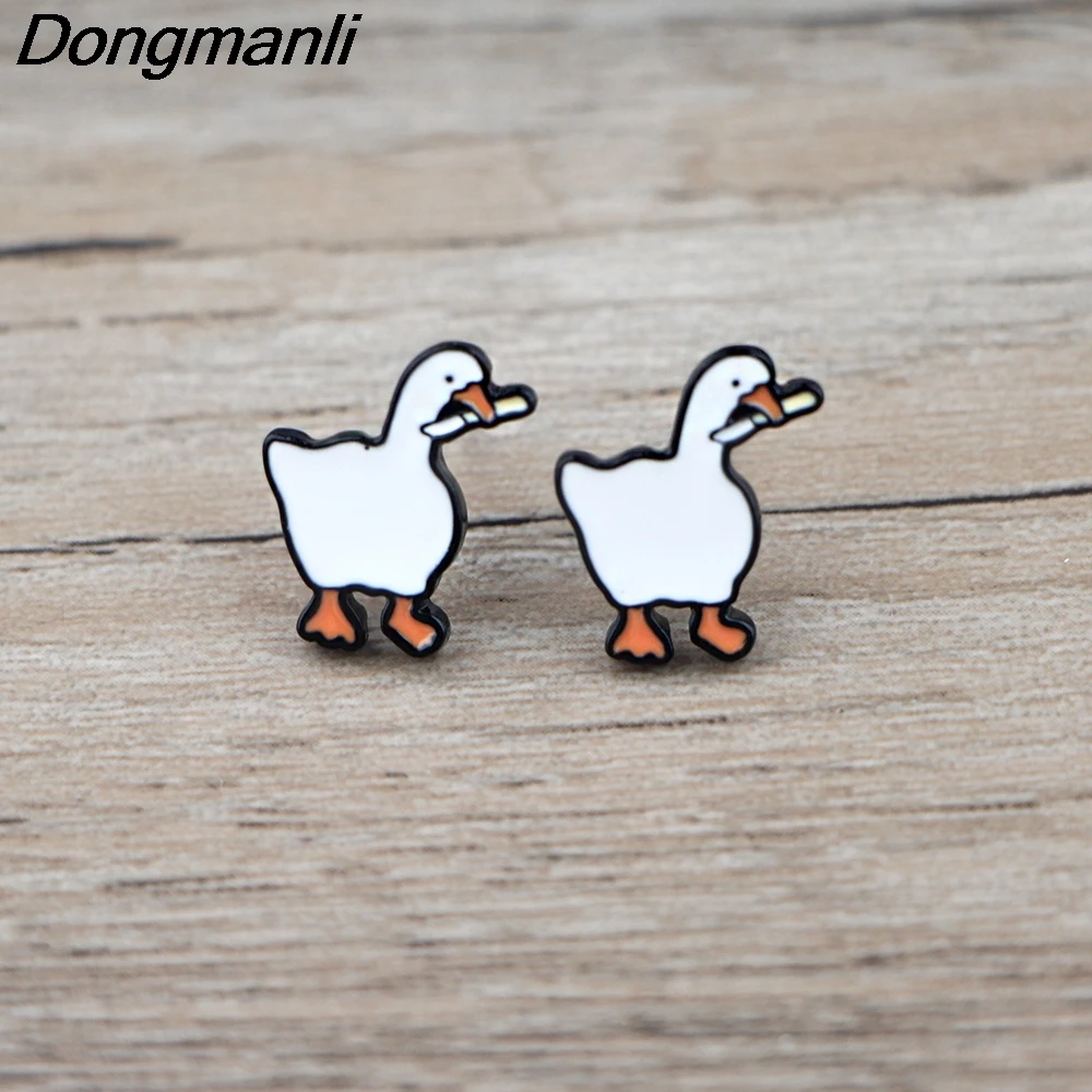 Серьги гвоздики BG315 Dongmanli в виде гуся для мальчиков и девочек 1