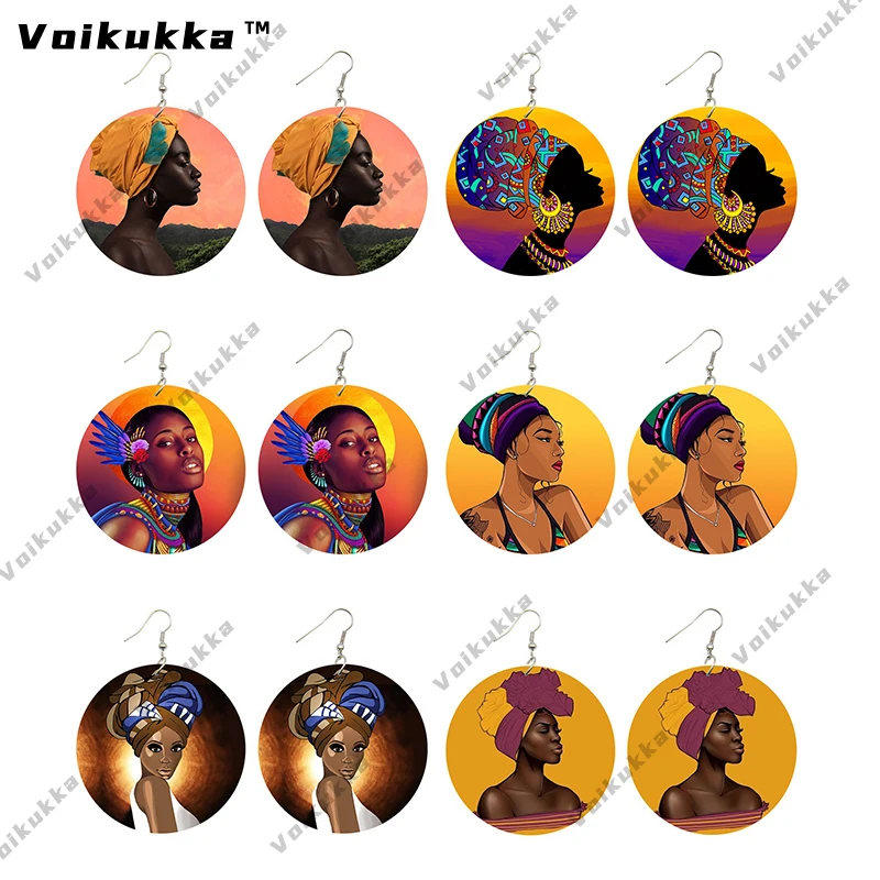 Voikukka-pendientes de madera para mujer, joyería mixta, 6 pares, venta al por mayor
