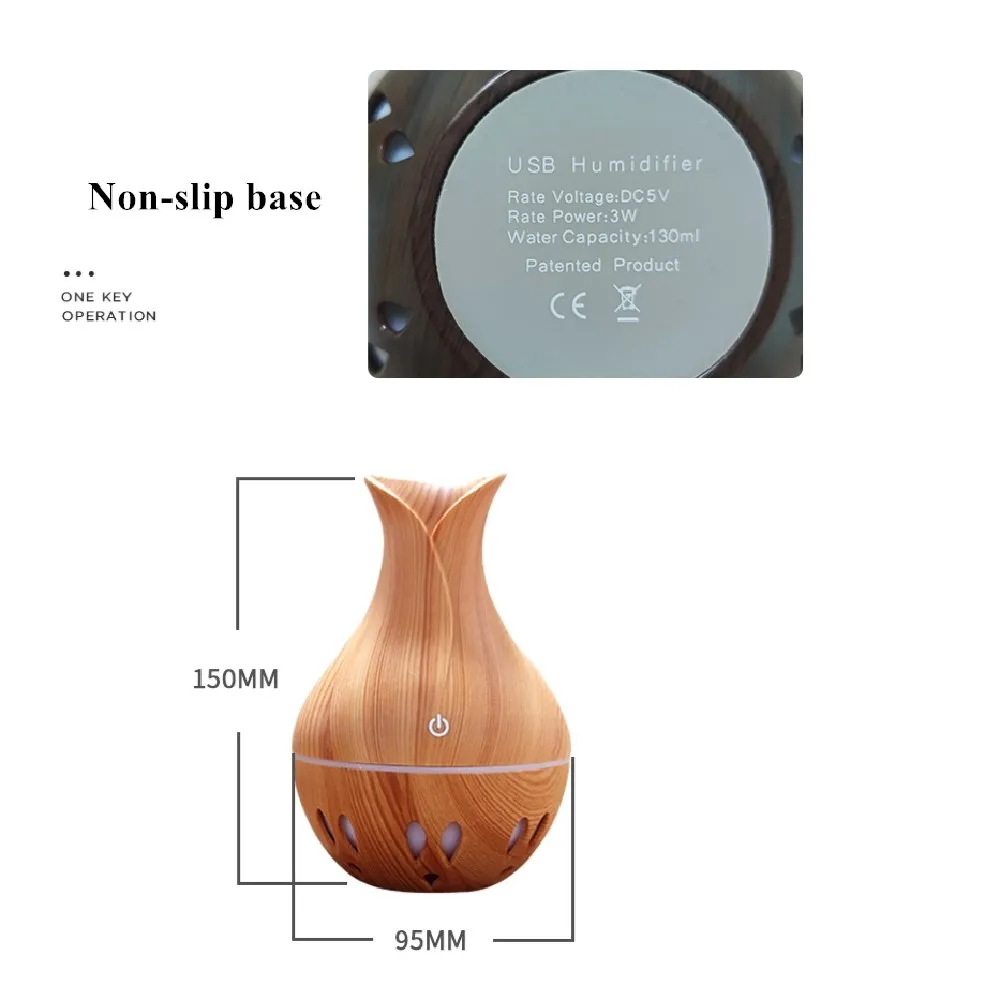 

130ML Hollow Vase Humidifier USB Aroma Essential Oil Diffuser Air Humidifier With Two-Color For Office Home