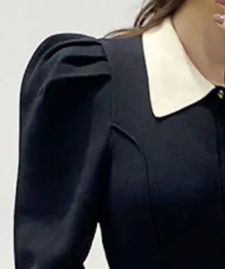 

2020 Autumn and Spring New Dress Fashion Sweet Lapel Long Sleeve Knitted Mini Dress