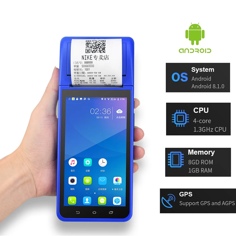 

Ручной умный PDA Android 8,1 pos-терминал 1D 2D сканер штрих-кода WiFi 5G интернет Bluetooth GPS PDA считыватель штрих-кодов