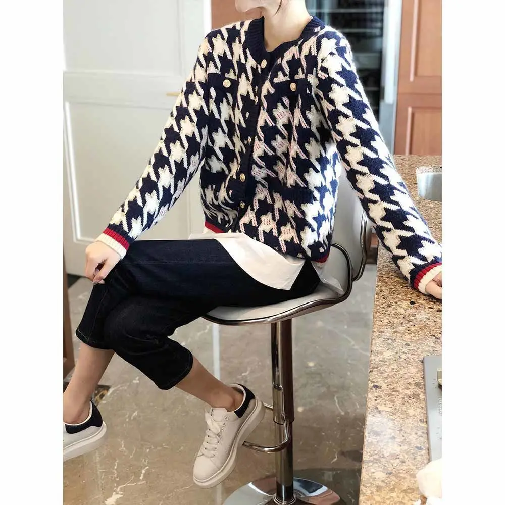 

Small sweater cardigan coat women's round neck long sleeve short sweater spring 2021 NEW