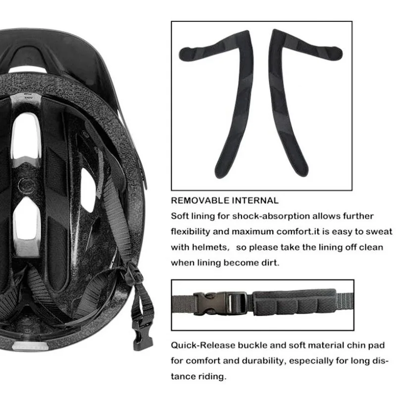 

Mountain Bike Helmet With Led Light USB Charging Mtb Cycling City Helmet Aero Road Bicycle safety Sport Cap Size 56~61cm E