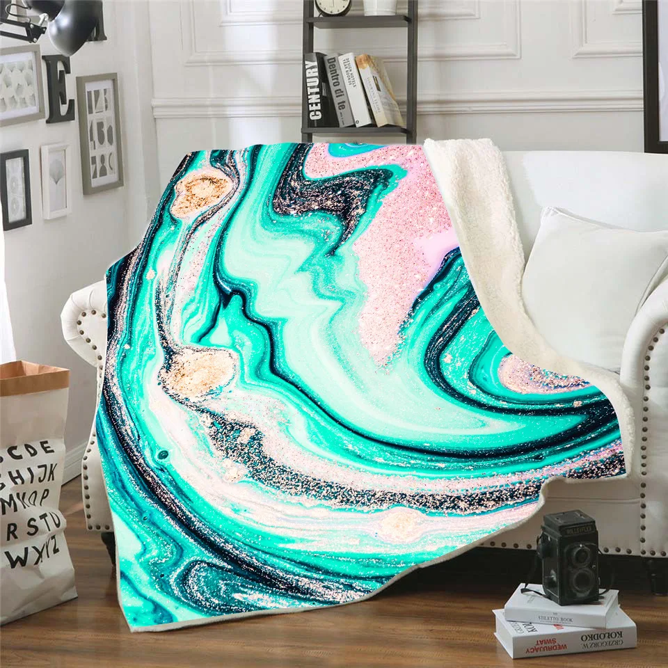 

Colored 3D Printed fleece blanket for Beds Hiking Picnic Thick Quilt Fashionable Bedspread Sherpa Throw Blanket 02