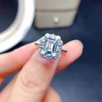 vintage elegant blue synthetic topaz stone ring women wedding zircon ring imitated colorful gem luxury ring fine jewelry gift